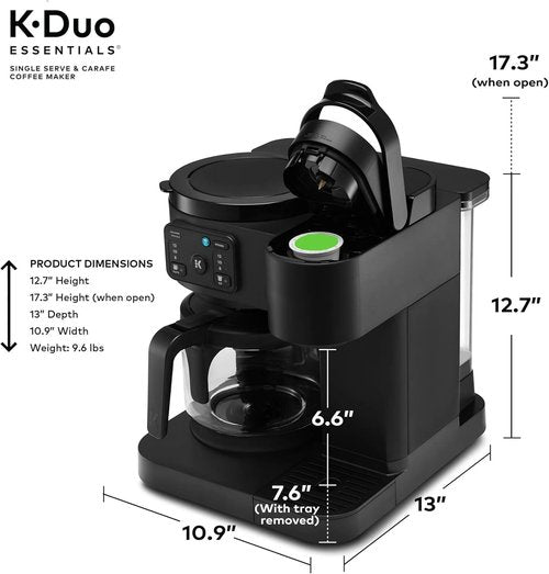 K-Duo Essentials Coffee Maker - Hot & Iced Brewing with 12-Cup Carafe, 72 oz Reservoir | Pause & Pour Feature