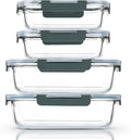 MCIRCO Extra Large Glass Food Storage Containers Set - 80 oz & 36 oz Airtight, Microwave & Oven Safe