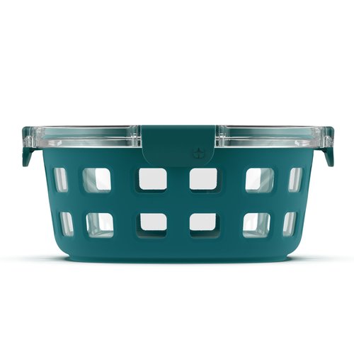 Ello Duraglass Meal Prep Container, 7 cup- Glass Food Storage Container with Silicone Sleeve and Airtight BPA-Free Plastic Lid, Dishwasher, Microwave, and Freezer Safe, Watercress