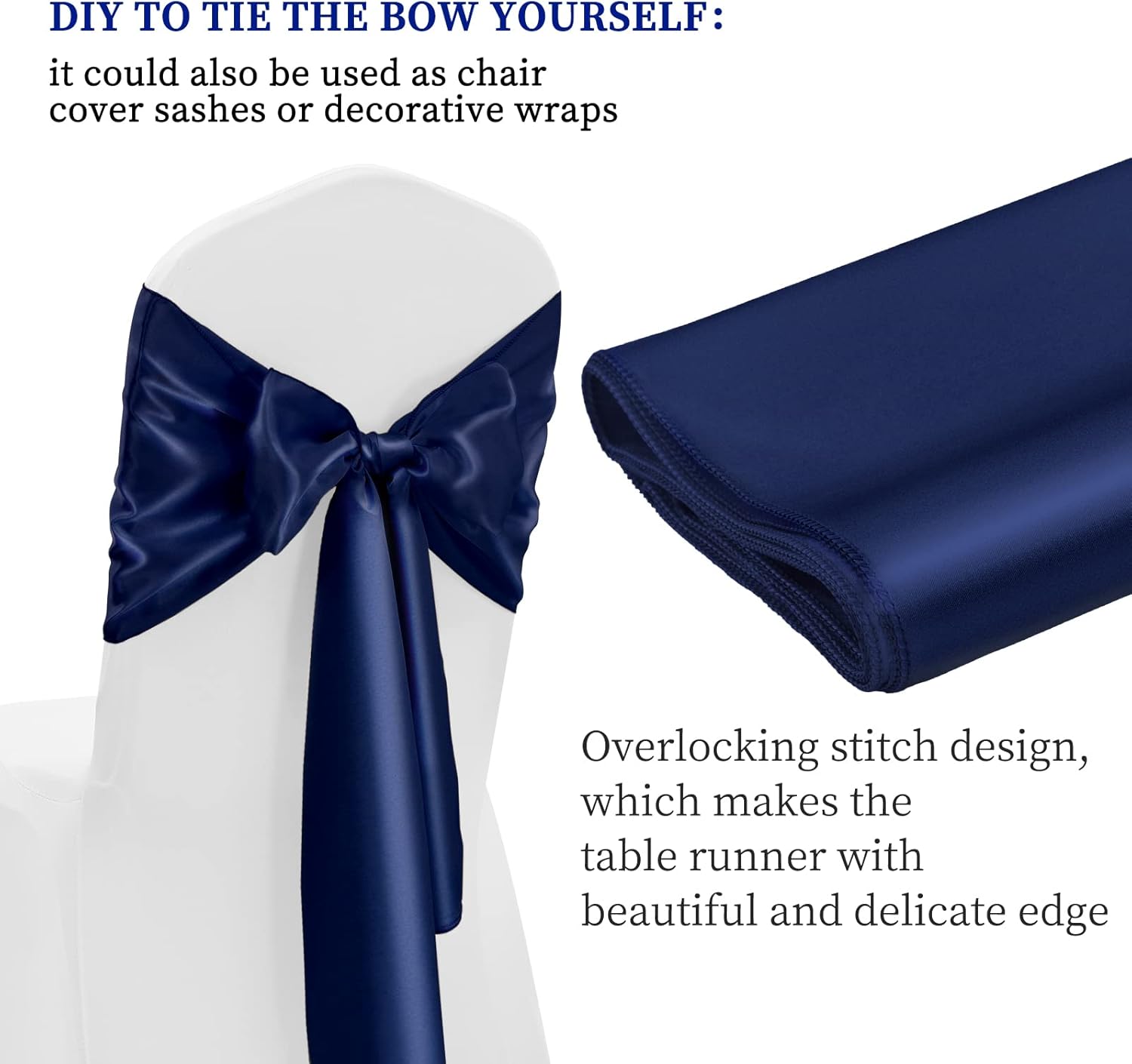 Premium Navy Blue Satin Table Runners by [Brand Name] - 12 Pack, 12 x 108 Inch for Weddings & Events
