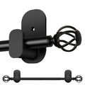 Curtain Rods No Drilling 48 to 84 Inch, 5/8 Inch Diameter No Drill Drapery Rod Set with Adhesive Brackets and Twiested Cage Finals, Bedroom Apartment Renter Friendly, Black