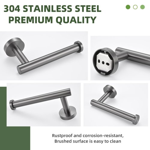APLusee Toilet Paper Holder Gun Gray 304 Stainless Steel, Rustproof & Waterproof, Heavy-Duty Wall Mounted Holder, Space-Saving Storage for Modern Bathrooms