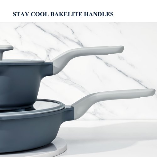 PRICUSIS Nonstick Saucepan Set with Lids, 2QT and 2.7QT Ceramic Sauce Pan Set, Non Toxic Sauce Pots with Pour Spouts for Multipurpose Use, PTFE, PFOA & PFAS Free, Induction Compatible.