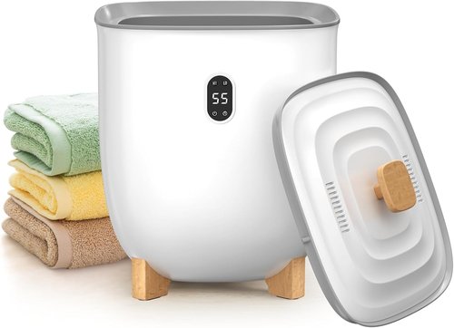 Electactic 25L Towel Warmer,Large Towel Warmers for Bathroom,Hot Towel Warmers Bucket with 2 Heating Modes,Auto Shut-Off,LCD Screen,Fits 2 Blankets,Bathrobes, Luxury White