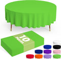 Pureegg Disposable Plastic Table Cloths - 84'' Round, St. Patrick's Day & Christmas Decor, Leakproof Green Cover (10 Pack)