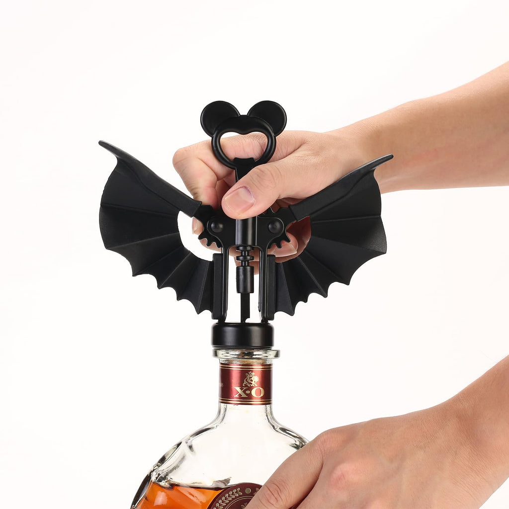 Bat Wine Opener，2025 NEW Winged Bat Shape Red Wine Beer ，Spooky Corkscrew Bottle Opener，2-in-1 Bottle Opener for Home Party, Gift for BarClub Lovers