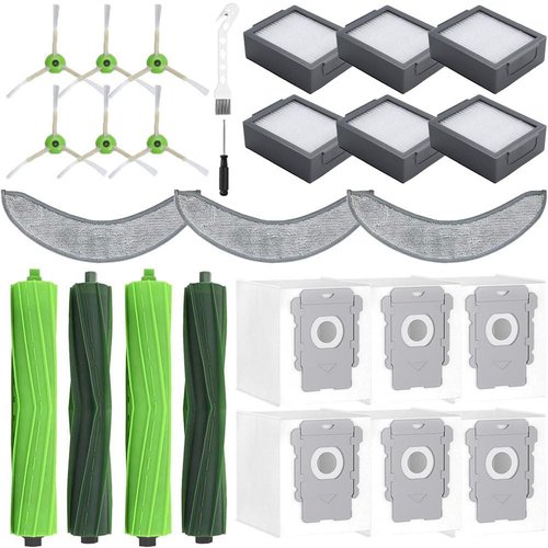 MIXEAL 25 Pack Replacement Parts Compatible with iRobot Roomba Combo 10 Max,Combo j9+,Combo j7+/Plus Vacuum (Only Combo series), 2 Brushes+3 Mop Pads+6 Filters&Side Brushes&Bags