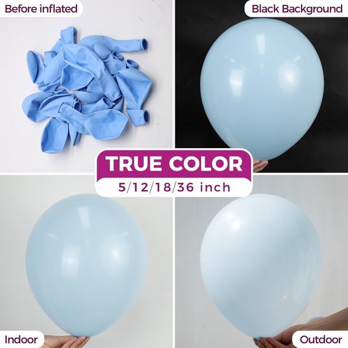 Bezente Pastel Blue Latex Party Balloons - 100 Pack of 12-Inch Round Helium Balloons for Weddings & Celebrations