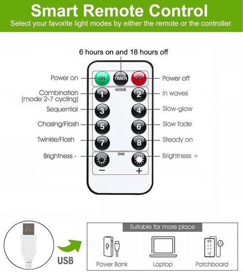 KASZOO 33ft 100 LED Fairy Lights - Battery/USB Operated Pothos String Lights with Remote for Bedroom & Garden Decor