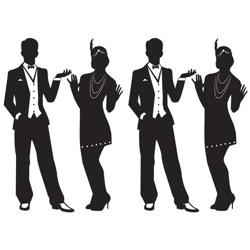Beistle 4 Piece Great 20's Silhouettes, 36.75"/37", Black/White