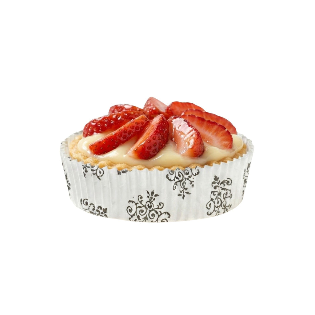 Panificio 4 Ounce Baking Cups, 200 Ridged Cupcake Liners - Oven-Ready, Freezable, Black And White Paper Muffin Cases, Disposable, Vintage Floral, For Wedding Parties, Baby Showers - Restaurantware