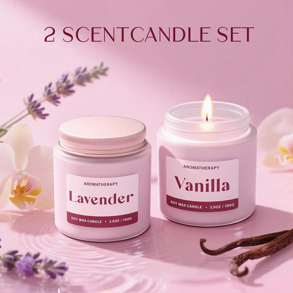 Regine Switzerland Scented Candles - Relaxing Lavender & Vanilla Aromatherapy Gift Set | 2 Pack