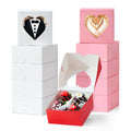 SLShePack 24Pack 4x4x2Inches Bakery Treat boxes with Heart Shaped Window Cookies Boxes Mini Baking Boxes for Cake Pie Cinnamon Roll Treat Chocolate Truffle Valentine's Day Favor