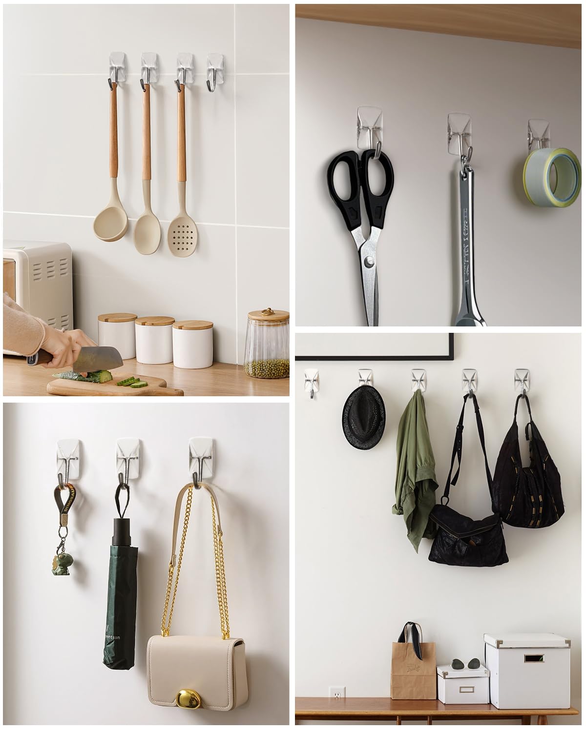 (ApeBest) Wire Toggle Hooks with Adhesive Strips: 25 Pack Small Clear Damage Free Hanging Hook - Waterproof Sticky Utility Removable Mini Wall Hooks for Key Dorm Kitchen Home Office Christmas Decor