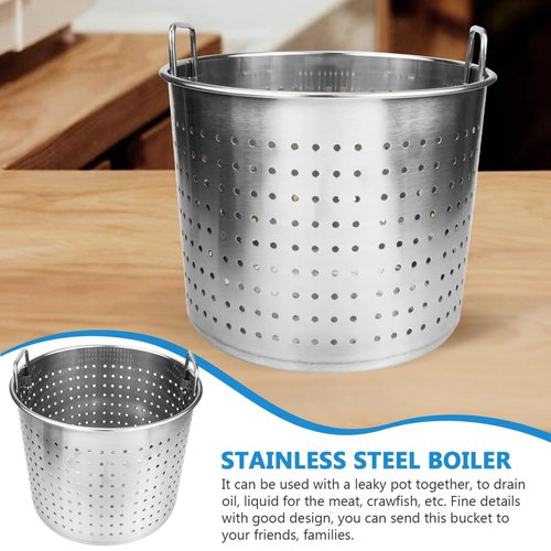 UPKOCH Large Stainless Steel Steamer Basket Stock Pot Insert, Seafood Boil Strainer for Crawfish Crab Shrimp, Metal Cooking Frying Steam Bucke
