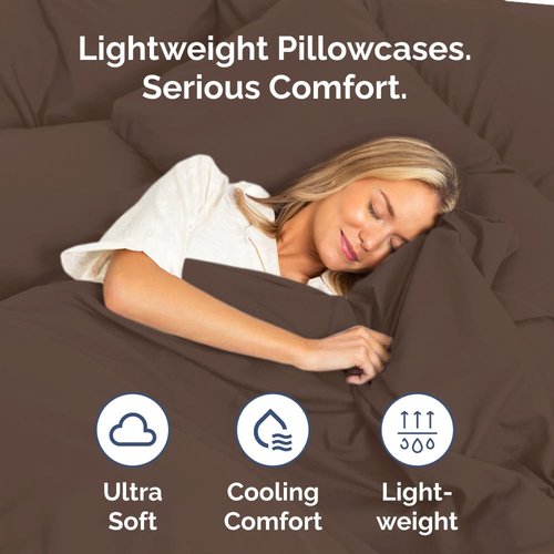 King Standard Pillow Cases by [Brand Name] - Ultra-Soft Hotel Quality Covers | Fade-Free & Wrinkle Resistant - 2 Piece Set in Brown