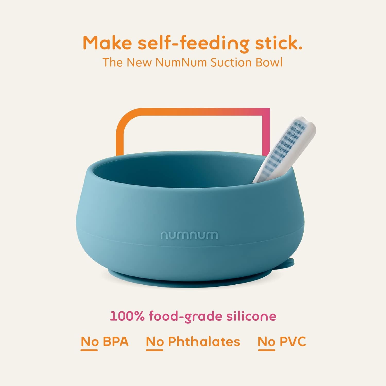 NumNum Suction Bowls - Extra Strong Non-Slip Silicone, BPA-Free, 2-Pack for Baby-Led Weaning | Blue/Green