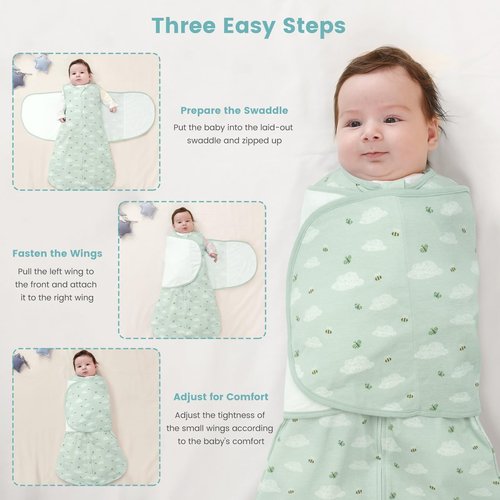 LILBESTIE Baby Swaddle Sleep Sack, 1.0 Tog New-Parent-Friendly Swaddle for Newborns & infant 0-6 Months Baby Wearable Blanket Reduce Startle Reflex, Newborn Boys Girls Registry Essentials
