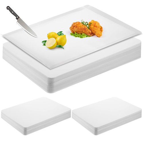 Hushee 120 Count Disposable Cutting Board Sheets 17 x 12 Inch Flexible Plastic Sheet Cutting Mat Large Chopping Boards for Kitchen Cooking Traveling Camping Tailgating BBQ