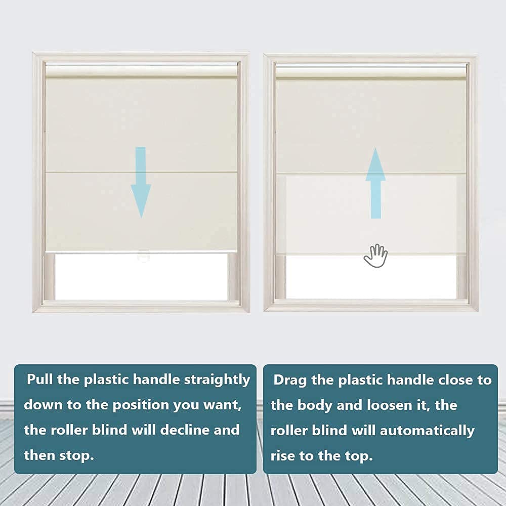 Persilux Sheer Shades Cordless Window Blinds 100% Blackout Roller Shades UV Protection Window Shades for Windows, Home and Office, Bedroom and Living Room (30" W x 72" H, White)