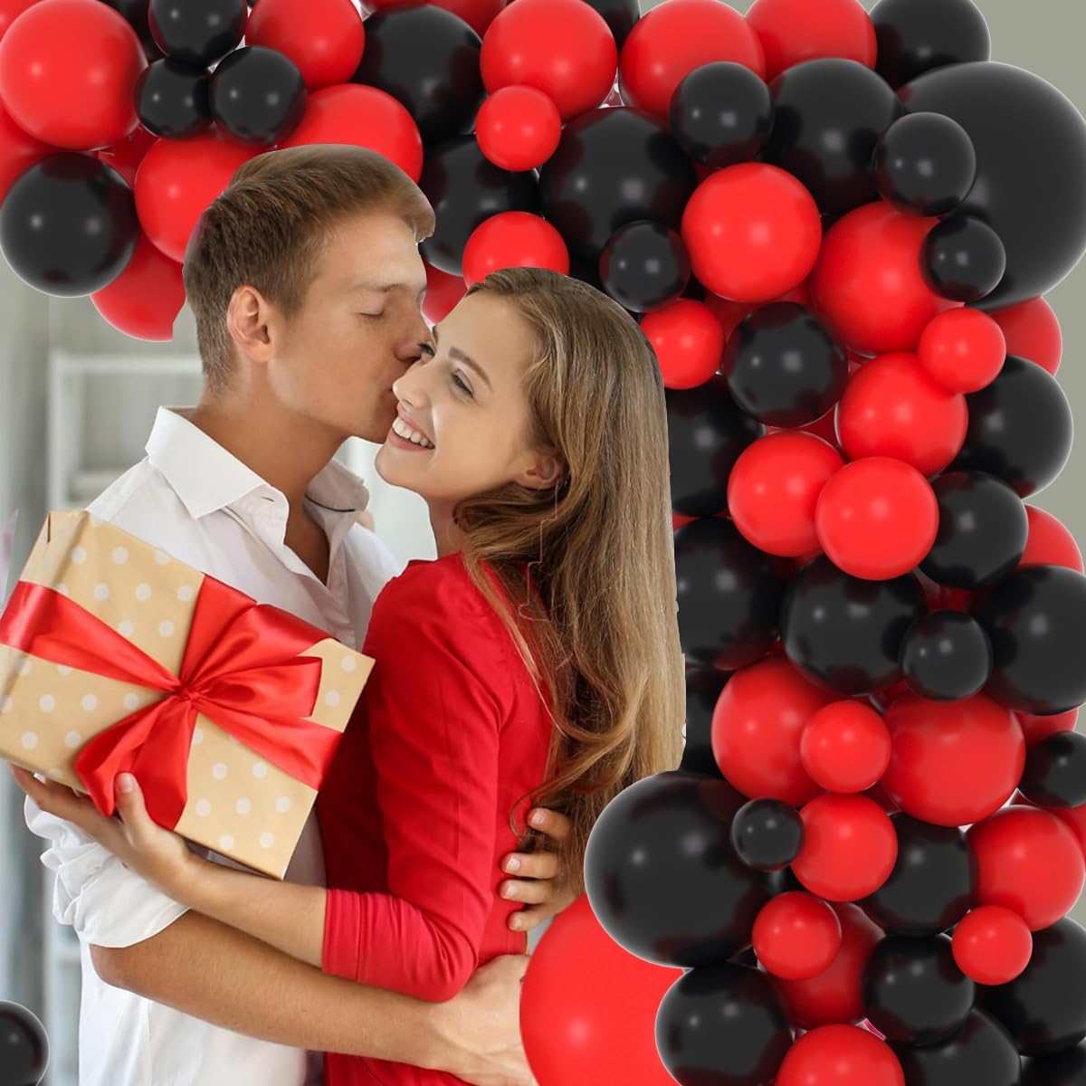 Skiennix Red and Black Balloon Garland Arch Kit - 122PCS Latex Balloons for Birthday & Wedding Decor