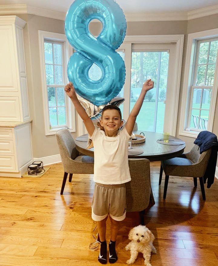 Pearlescent Blue Number 7 Balloon - 40 Inch Birthday Decoration for Kids & Adults