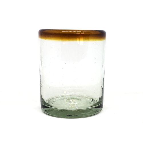 MexHandcraft Amber Rim 10 oz Tumblers (set of 6), Recycled Glass, Lead-free, Toxin-Free (Tumbler)