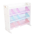 Humble Crew Toy Storage Organizer with 9 Removable Storage Bins for Kids Playroom, 3-Tier with Top Shelf Toddler Toy Organization and Storage, White/Purple/Pink/Blue