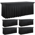 Outpain Black Spandex Table Clothes for 5 Foot Rectangle Tables-4Pack 5FT Spandex Fitted Table Cover, Wrinkle Free Tablecloths with Skirt for Parties, Wedding, Birthday, Banquet, Festival