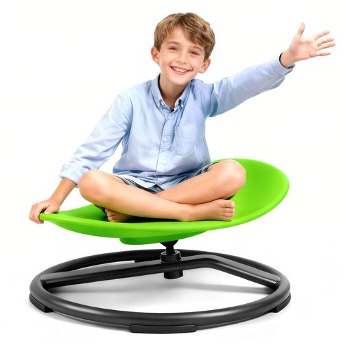 UIIKOLB Spinning Chair for Autistic Kids - Sensory Swivel Seat with 220 lbs Weight Capacity & Non-Slip Base, Improves Balance & Coordination, Sit and Spin Sensory Toy for ADHD/Autism, Ages 3+ (Green)