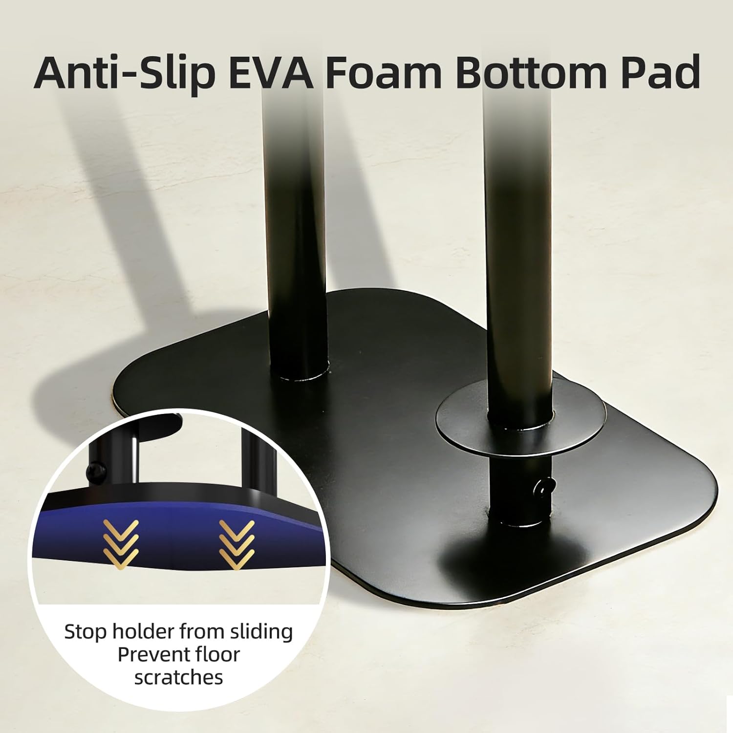 Skiennix Free Standing Toilet Paper Holder - Rustproof Metal Stand with Anti-Slip Base & Top Shelf | Black