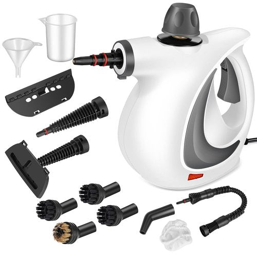 Handheld Pressurized Steam Cleaner with 12 pcs Accessories, Steamer for Cleaning, Steam Cleaner for Home Use, Steamer for Cleaning Car, Furniture, Floor, Upholstery, Grout and Tile, Deep Gray