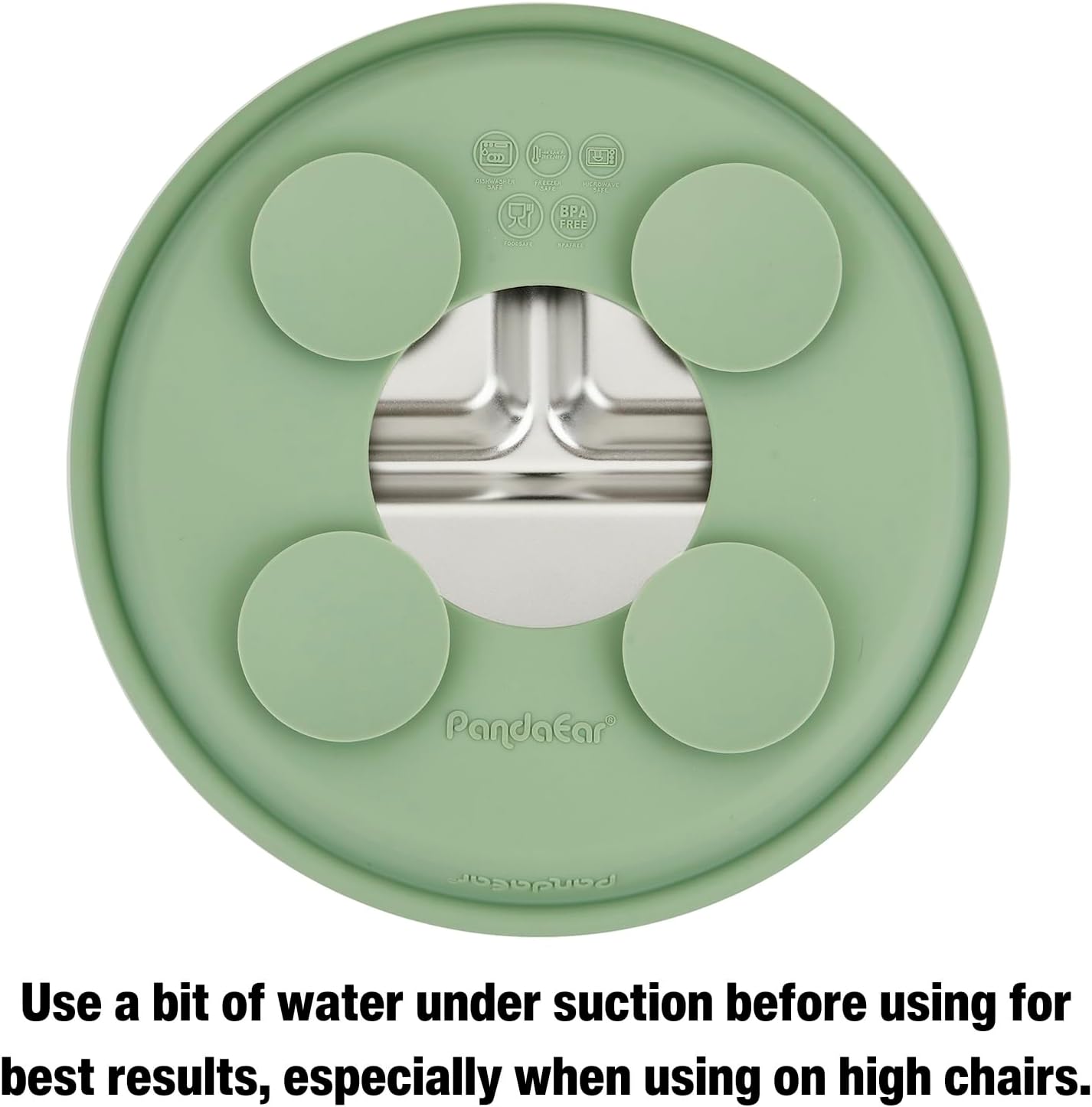 PandaEar Stainless Steel Baby Suction Plates - Non-Slip Divided Toddler Feeding Set | 3 Pack (Blue/Green/Brown)