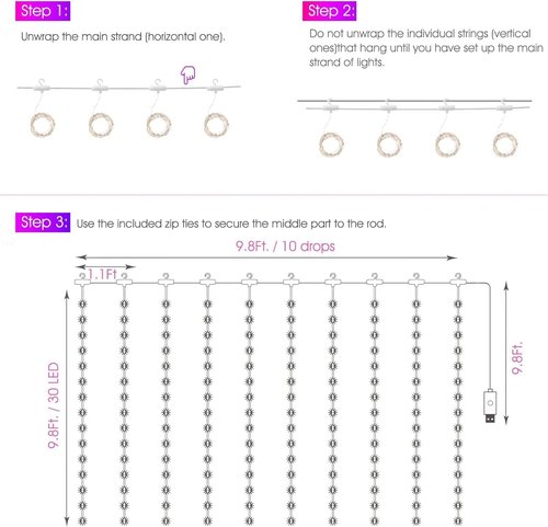 Minetom 300 LED Dimmable Curtain Lights - Remote & Timer, 8 Modes, USB Powered | Multicolor Indoor Decor