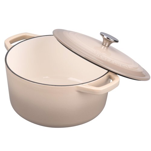 VORRINGARD Enameled Cast Iron Dutch Oven Pot with Lid, for Bread Baking, Round Bread Oven- include Sourdough Bread Baking Supplies Set, 6QT, Latte