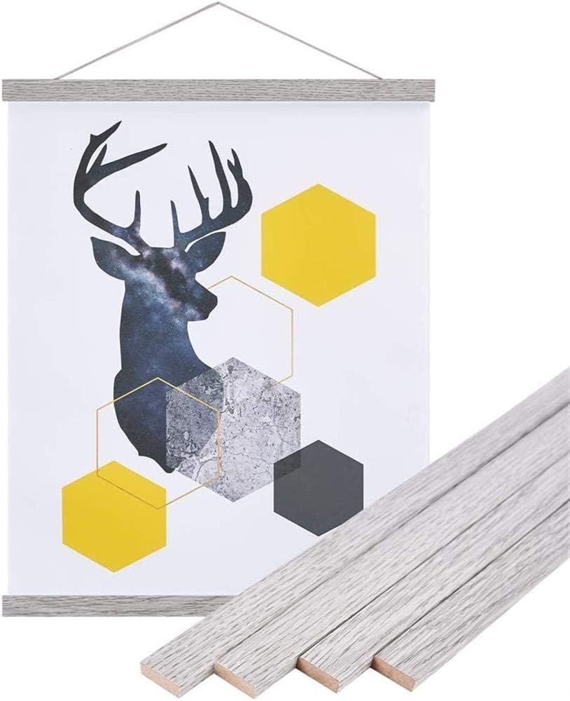 Benjia Magnetic Poster Hanger - 40" Wooden Frame for Canvas & Artwork | Easy Wall Display (Grey)