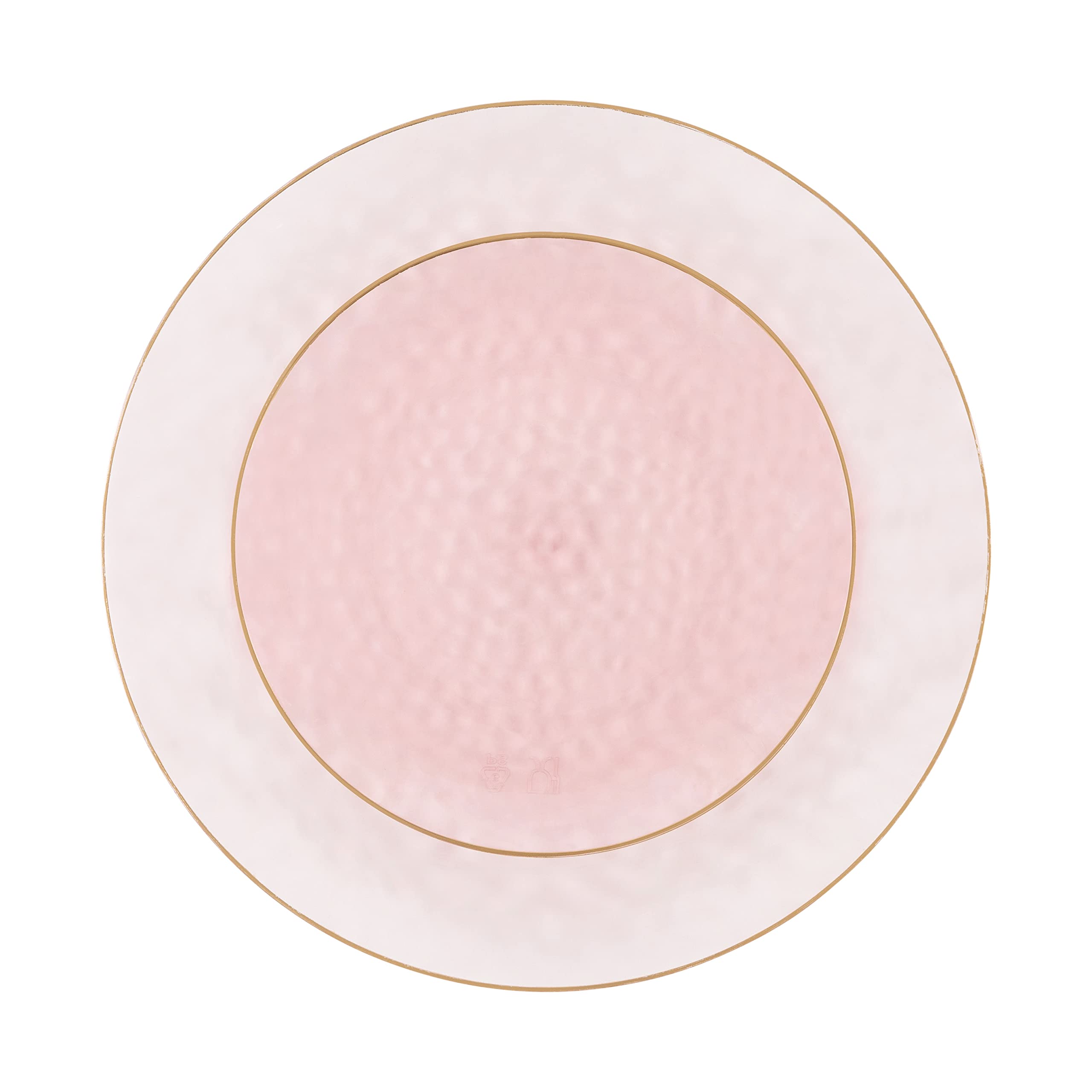 PLASTICPRO 128 Piece Combo Plates Set includes 64-7'' inch Plate & 64-10'' inch Plates Pink Hammered Plastic Party Plate Premium heavyweight Elegant, Disposable, Tableware, Dishes,