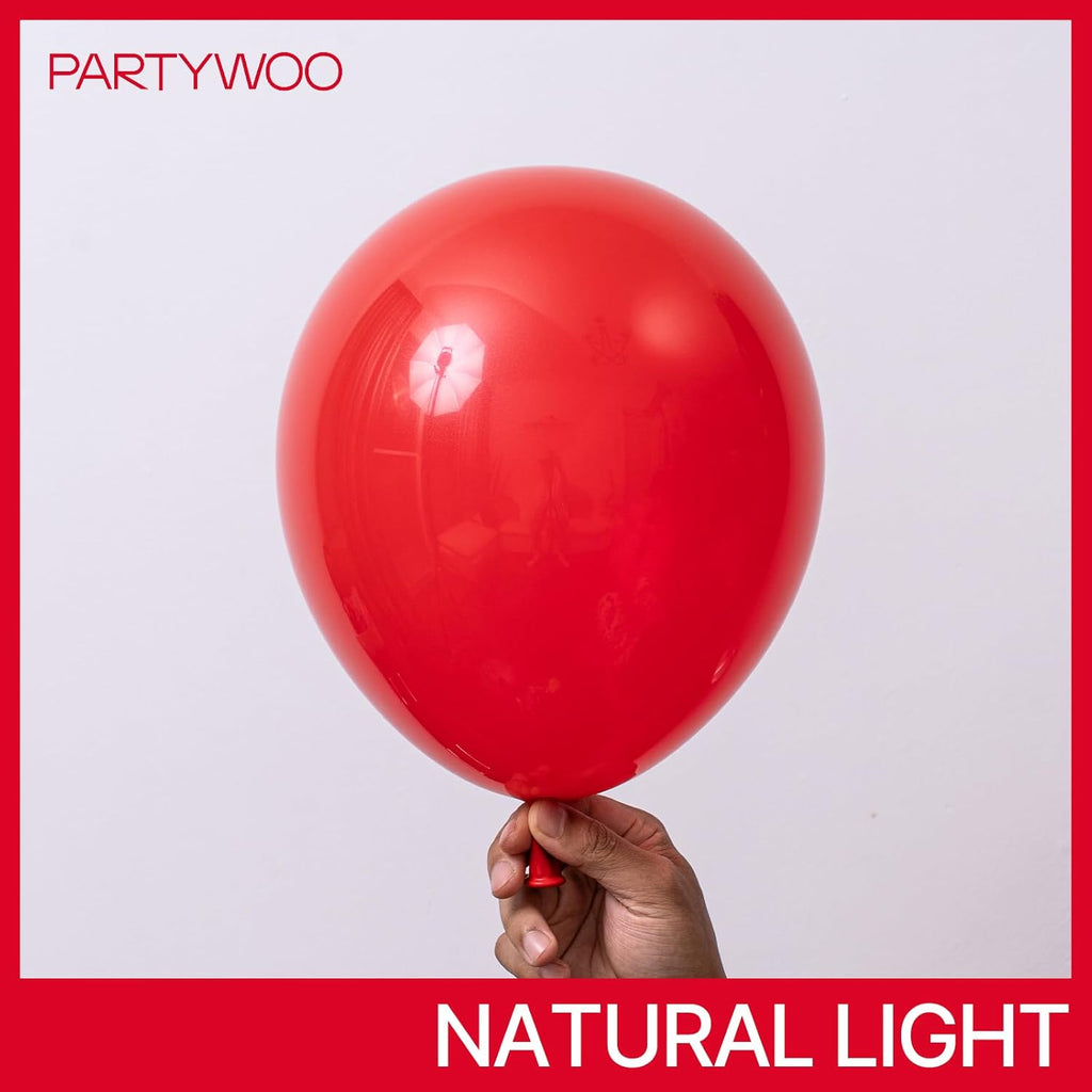 PartyWoo Red Balloons - 120 Pcs Arch Kit with 18", 12", 10", & 5" Sizes for Birthday & Graduation Decor