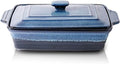 KOOV Ceramic Casserole Dish - Covered Rectangular Lasagna Pan for Cooking | 9 x 13 Inches, Nebula Blue