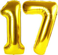 Gold Number 17 Balloon - 40 Inch 17th Birthday Decoration for Girls & Boys | Golden Party Supplies