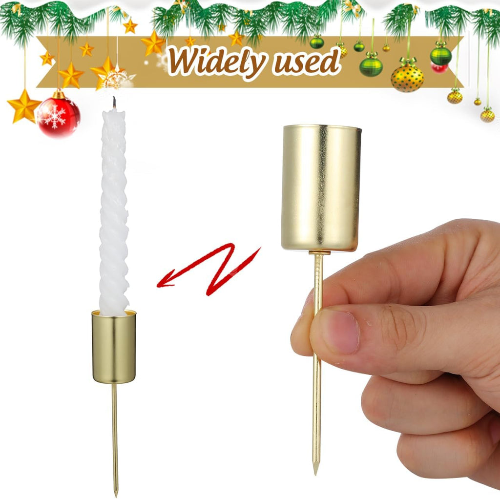 Skiennix Christmas Taper Candle Holders - Elegant Gold Liners for Pillar & Tealight Candles | 5 Pcs Set