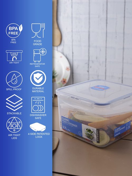 LOCK & LOCK Square Food Container, Tall, 15.4-Cup, 125-Fluid Ounces