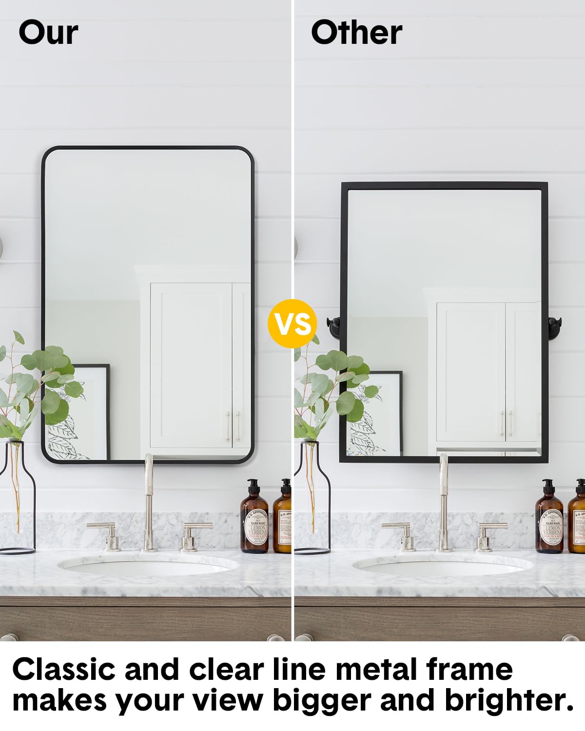 IDEALHOUSE HD Eco-Friendly Bathroom Mirror – Aesthetically Pleasing and Versatile 22 x 30 Inch Vanity Mirror for Over Sink, Available in Varied Sizes, Hangs Horizontally or Vertically, Easy To Install