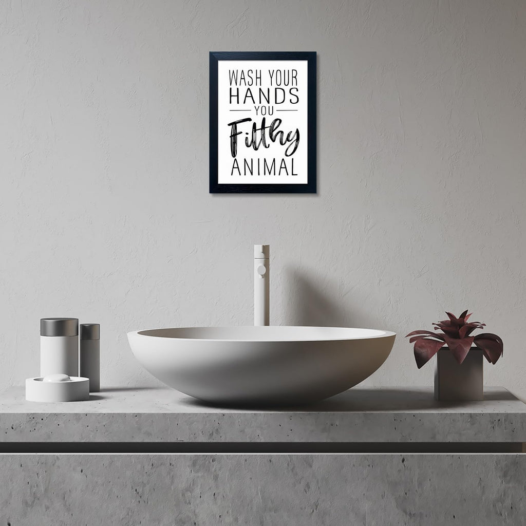Regine Switzerland Black and White Bathroom Decor Art - Framed Canvas Print for Kid's Washroom