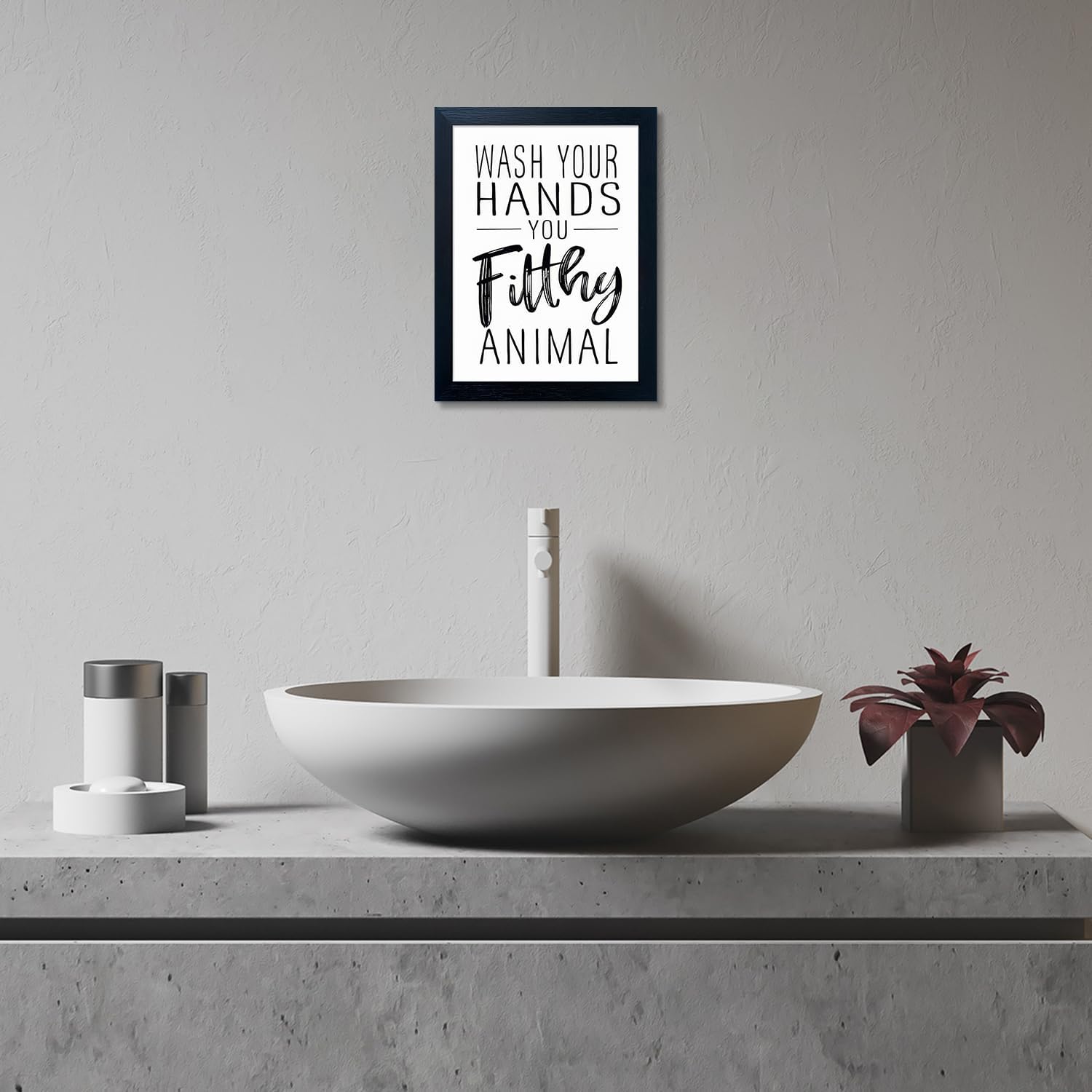 Regine Switzerland Black and White Bathroom Decor Art - Framed Canvas Print for Kid's Washroom