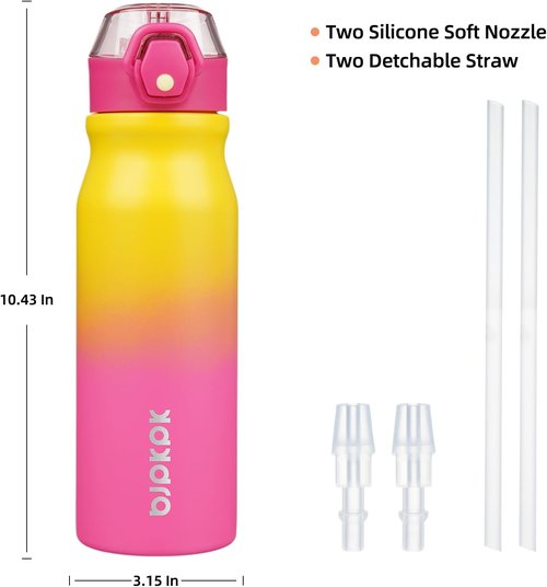 BJPKPK 25oz Insulated Water Bottle - Stainless Steel, BPA-Free, Leak-Proof, Rainbow Color