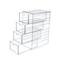 Hipiwe Plastic Drawer Organizer Clear Hair Accessories Organizer Box with 4 Pull Out Drawer Compact Storage Box for Cabinet Vanity Bathroom Pantry Office or Closet Organization
