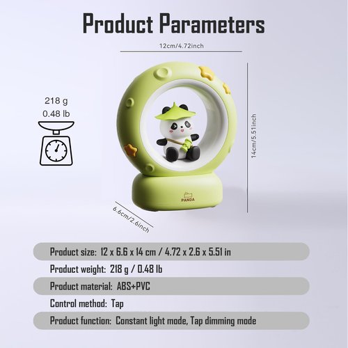 Cloud and Bunny Rechargeable Night Light, Safe Soft Silicone Material, 3 Brightness Levels, Tap Control, Warm Light, Toddler Sleeping Lamp, Bedroom Night Lamp, Gift for Baby and Kid (Moon and Panda)