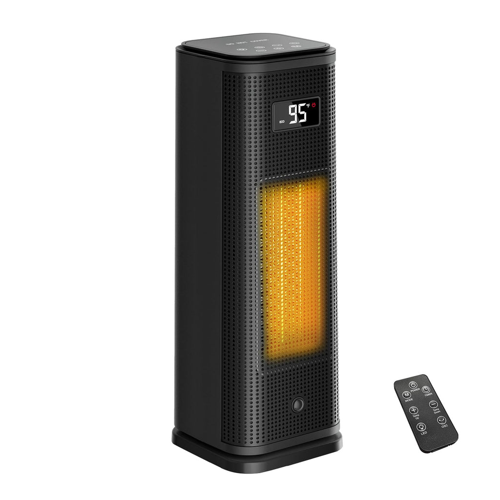 Space Heater, Portable Electric Heaters for Indoor Use with Adjustable Thermostat and Remote, 45° Oscillation, 1-12h Timer, 4 Modes, 1500W PTC Ceramic,Black