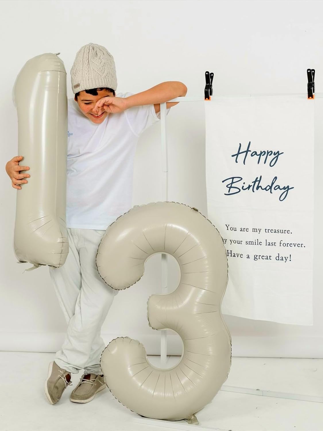 Number Balloons | Large 40 Inch Cream Number 13 Foil Balloon for Birthday & Wedding Decor